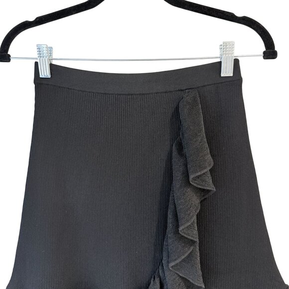 SANDRO Laurene High Waist Knitted Mini Skirt Ruffle Trim Size S Fitted